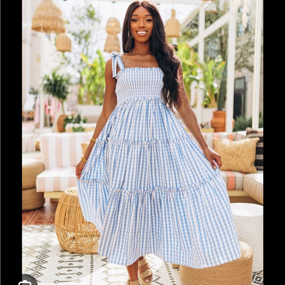Buddy Love Blue and White Gingham Maxi Dress